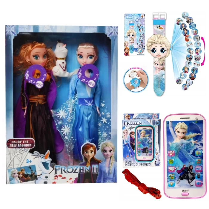 Elsa z Krainy Lodu Lalka Projektor Smartfon Zestaw Frozen 3 w 1