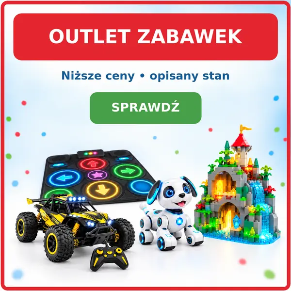 Outlet zabawek – samochód RC, mata taneczna, robot pies i klocki