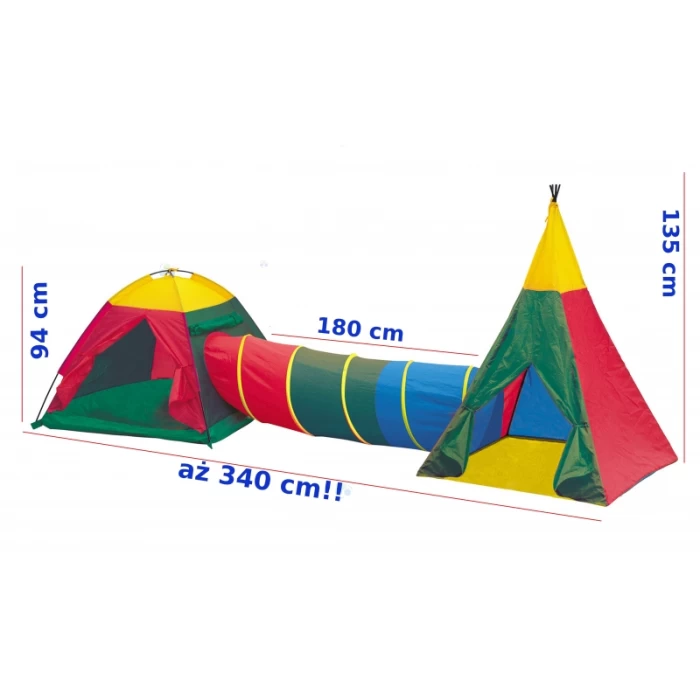 NAMIOT DZIECIĘCY Z TUNELEM I WIGWAMEM 3w1 (8703)